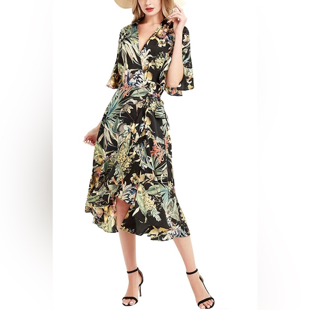 Floral Black Midi Dress - Size XXL
